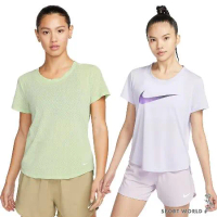 Nike 女裝 短袖上衣 慢跑 排汗 綠/紫 DX0132-343/DX1026-536