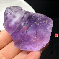 天然礦物晶體標本透體紫螢石原礦石頭實物圖可選