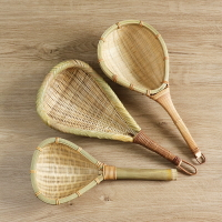 竹編制品竹漏勺廚房家用瀝水竹籃子竹筐竹篩子淘米勺子撈勺火鍋勺