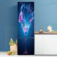 3D self-adhesive refrigerator cling film freezer stickers refrigerator wallpaper door stickers bar wine glass wall stickers