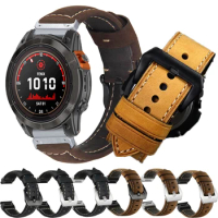 26mm 22mm Watch Strap Bracelet For Garmin Fenix 7X 7 6X 6 Pro 5X Plus 3HR 955 945 Wristband Epix Gen 2 MK2i Leather Sports Band