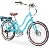 Electric Bike, Step-Through Touring Hybrid eBike, 250/500 Watt Motor, 26" Bicycle, Multiple Colors, 26 Inch/250-watt