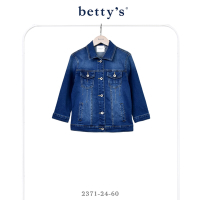 betty’s貝蒂思　刷色壓線顯瘦七分袖牛仔外套(深藍)