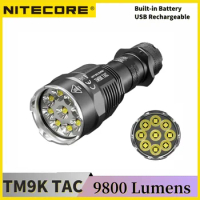 NITECORE TM9K TAC Tactical Flashlight 9800Lumens Utilizes 9 XP-L2 HD LED USB Rechargeable Built-in 5,000mAh 21700 Battery