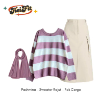 RAMADHAN SALE Setelan Rajut Premium Stelan Mitha One Set OOTD Korean Style dengan Sweater, Rok Cargo