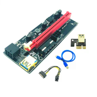 New PCI-E pcie Riser 009 Express 1X 4x 8x 16x Extender PCI E USB Riser 009S GPU Dual 6Pin Adapter Card SATA 15pin for BTC Miner