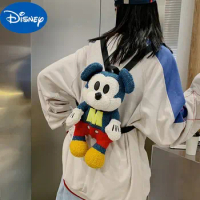 MINISO Disney Plush Bag Girl 2023 Spring and Summer New Cartoon Doll Children's Backpack Girl Cute Mickey Backpack Plush Bag