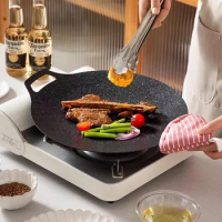 Pan Grill Griddle,compatible With Kitchen Nonstick Stove,electric Round Korean Utensils For Cooktop, Induction,gas Free