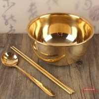 銅碗筷勺套裝銅餐具兒童家用飯碗韓國手工成人黃銅碗單層加厚