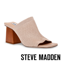 STEVE MADDEN-ASTOR ST. 編織方頭粗跟涼跟鞋-米杏色