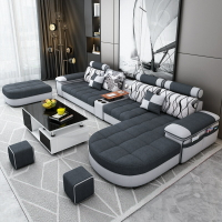 沙發簡約現代科技布大小戶型乳膠布藝沙發組合3.6/4m客廳轉角沙發