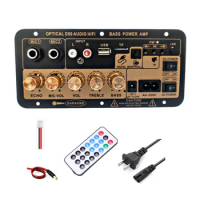 Bluetooth Digital Amplifier Board with Optical Audio Input Karaoke Amplifier Home/Car Subwoofer Amplifier Board(US Plug)