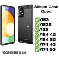 Softcase For Oppo A53 A53S A33 A54 4G A54 5G A74 4G A74 5G Carbon Fiber Case Silicon Casing Ipaky