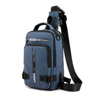 Tas Selempang Pria Keren Multifungsi Sport USB Charge Fashion Slempang Waterproof TS713 713 Biru