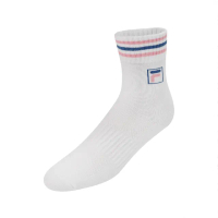 【FILA】襪子 白 粉紅 藍 條紋 中筒襪 長襪 休閒 穿搭 斐樂(SCU7003PK)