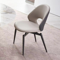 設計師餐椅皮藝靠背椅輕奢極簡現代家用餐廳洽談椅意式椅子可旋轉