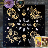 Cosmic Cats Ritual Cloth Tarot Cloth Altar Cloth Card Spread Moon Tarot Tablecloth Sun Board Game Card Pad Mystery Board Mat