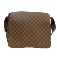 LOUIS VUITTON LV 路易威登 棕色 棋盤格 帆布 Bastille 郵差包 單肩包 金扣 N45258 【二手名牌BRAND OFF】