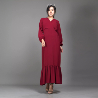 Okechuku Okechuku DRESS JULIA Long Dress Gaun Pesta Midi Dress Gaya Korea - Marun