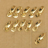 50Pcs Jewelry Findings Yellow Gold Filled Lobster Clasp Connecter Link Jewelry For Necklace Bracelet Stamped Tag