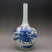 清康熙青花手繪人物紋花瓶 膽瓶 古玩古董陶瓷器仿古老貨收藏擺件