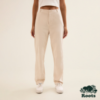 Roots女裝-率性生活系列 簡約直筒長褲-乳白色