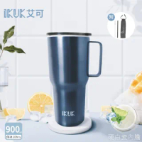 【IKUK 艾可】陶瓷手把冰霸杯900ml保冰效果10hrs(附tritan環保吸管、吸管收納袋)