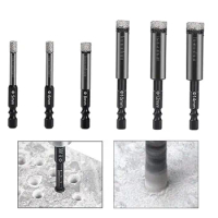 6-12mm Ceramic Tile Drill Bit Hole Opener Hex Handle Vacuum Brazed Diamond Drill Bits Hole Saw Cutter Angle Grinder Drilling