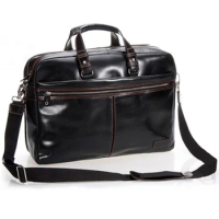 Luxury Genuine Leather Men Briefcase Business Bag male 15.6"Laptop portfolia attache Case Office Tote Handbag Black M098