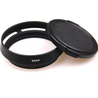 67mm Screw-in metal tilted vented Lens Hood + Lens cap For Fujifilm Olympus Panasonic Canon Sony Nikon camera Lens