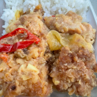 Crispy Chicken Rice with Salted Egg-Nasi Ayam Renyah dengan Telur Asin lauk instan drumstick
