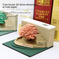 Trending 3D Memo Pad in Unique Paper Cut Tree House Design for Home and Office