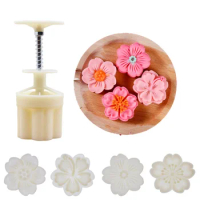 5/7Pcs Jelly Mooncake Mould 30g 50g Sakura Shape Moon Cake Mould Round Cookie Stamps Mid-autumn Festival Baking Tools