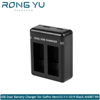 USB Dual Battery Charger for GoPro Hero 12 Hero 11 Hero 10 Hero 9 Black Action Camera For AHDBT-901 Batteries