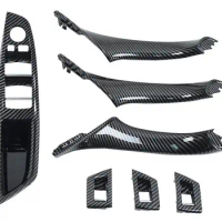 Carbon Fiber Inner Door Panel Handle Pull Trim Cover For 10-16 BMW 5 Series 520 F10 F11