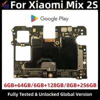 Original Unlocked Motherboard for Xiaomi Mi MIX 2S, Main Board Mainboards with Google Installed, 64GB, 128GB, 256GB, Global ROM