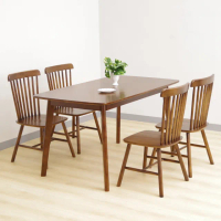【HappyLife】簡約實木餐桌 140公分 一桌四椅 11277(實木桌 餐桌 桌子 書桌 辦公桌 咖啡桌 木桌子)