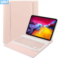 Fashion Cute Colorful Keyboard Case for Samsung Galaxy Tab S6 Lite S5e T720 S7 T870 T875 Cover with Keyboard Pink Hebrew