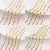 SS4 2.7Meter AB Shiny Nail Rhinestone Chain Close/Sparse Chain Crystal Glass Strass Nail Charms Accessories DIY Nail Art Decor