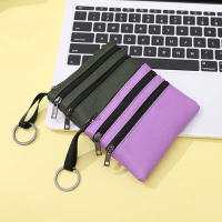 2025 [In Stock] New Women's Coin Purse Solid Color Multi-Pocket Zipper Coin Key Bag