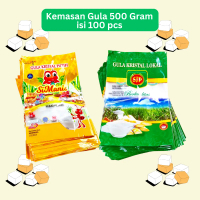 100 Pcs Plastik Kemasan Gula Pasir 500 gram Si Manis / Kristal Putih berlogo promo Sablon Tebal Sjp