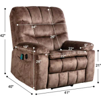 Large Power Lift Chair with Massage and Heat for Elderly Recliner, Brown2