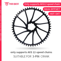 PASS QUEST 3mm Offset Chainring cnc 3 Bolt Direct Mount 40T-54T for SRAM GXP AXS 12 Speed Road Gravek Bike Chainring