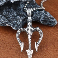 New Fashion Poseidon Trident Pendant Stainless Steel Shiva Scandinavian Necklace for Women Biker Jewelry Accessories Wholesale