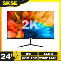 SKSE 24 Inch Monitor 2K 144Hz WFHD IPS Desktop LCD Not Curved PS4 Gamer Computer Screen DP/HDMI 2560*1440