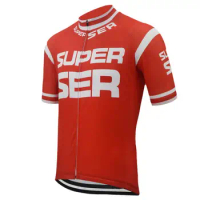 Red Retro Cycling Jersey Short Sleeve Summer Bike Jersey Breathable Cycling Clothing Mtb Road Maillot Ciclismo