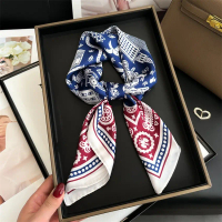 Tudung Kepala Persegi Bercetak Sutera Tiruan, Untuk Lelaki dan Wanita, Selendang Kecil, 68cm / 26.7i