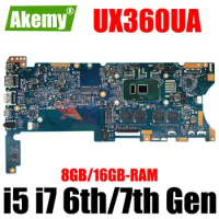 UX360UA Mainboard For ASUS Zenbook Flip UX360UAK UX360U Notebook Motherboard With I5 I7 6th 7th Gen 8G 16G RAM 100% tested work