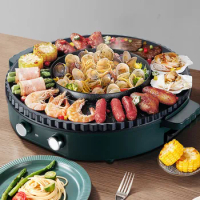 Electric Barbecue Hot Pot Assortment Dish Chinese Noodles Bbq Hot Pot Food Multifunction Thickened Lamb Fondue Chinoise Cookware