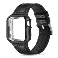For apple watch ultra 49mm band + case series SE/8/7/6/5/4/3 45mm 41mm 44mm 40mm 42mm 38mm silicone leather strap TPU case cover